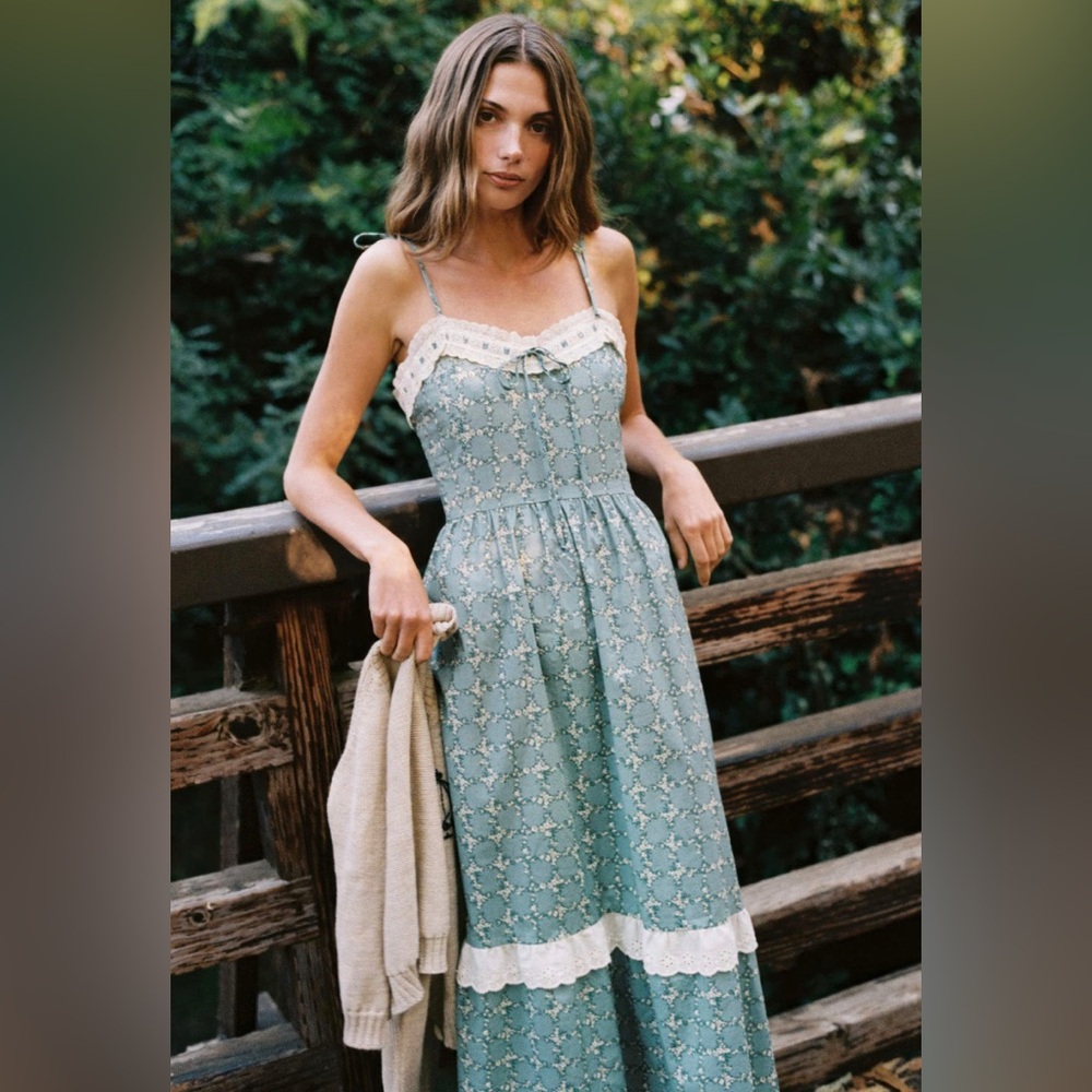 Christy Dawn Emma Dress in Teal Trellis XS